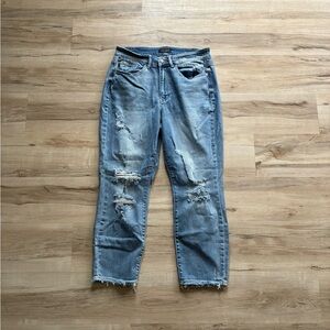 Judy Blue Light Blue Distressed Boyfriend Jeans Straight Fit